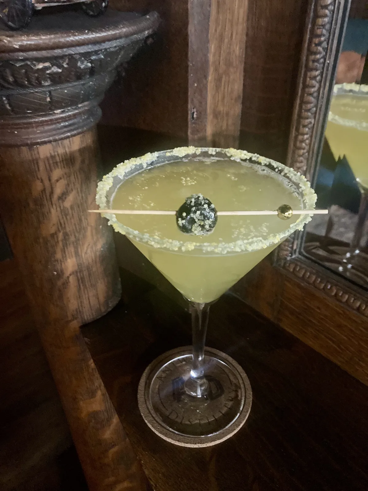 Liquid Gold cocktail served at Antwerp Distillery