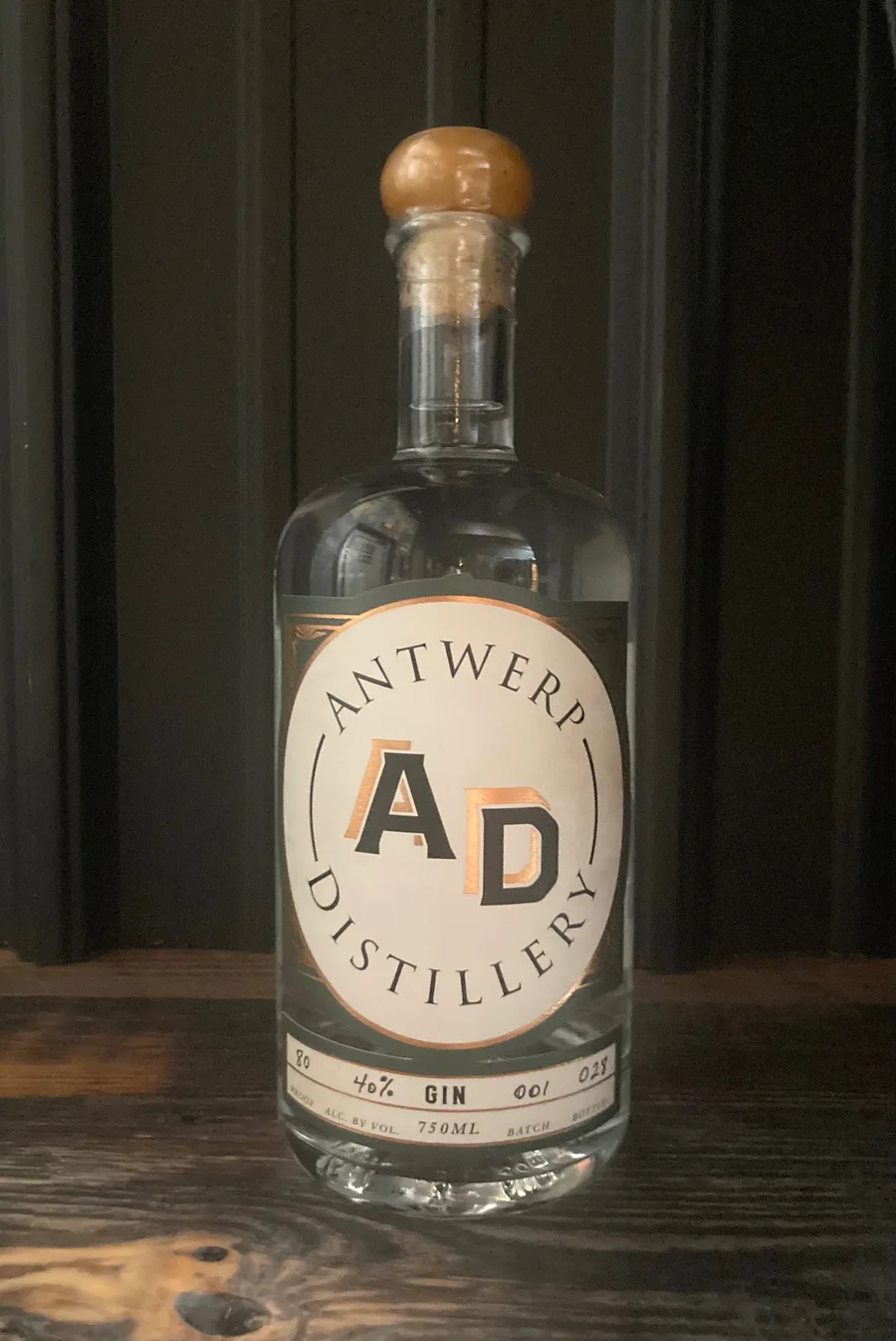 Antwerp Distillery Gin, 80 Proof